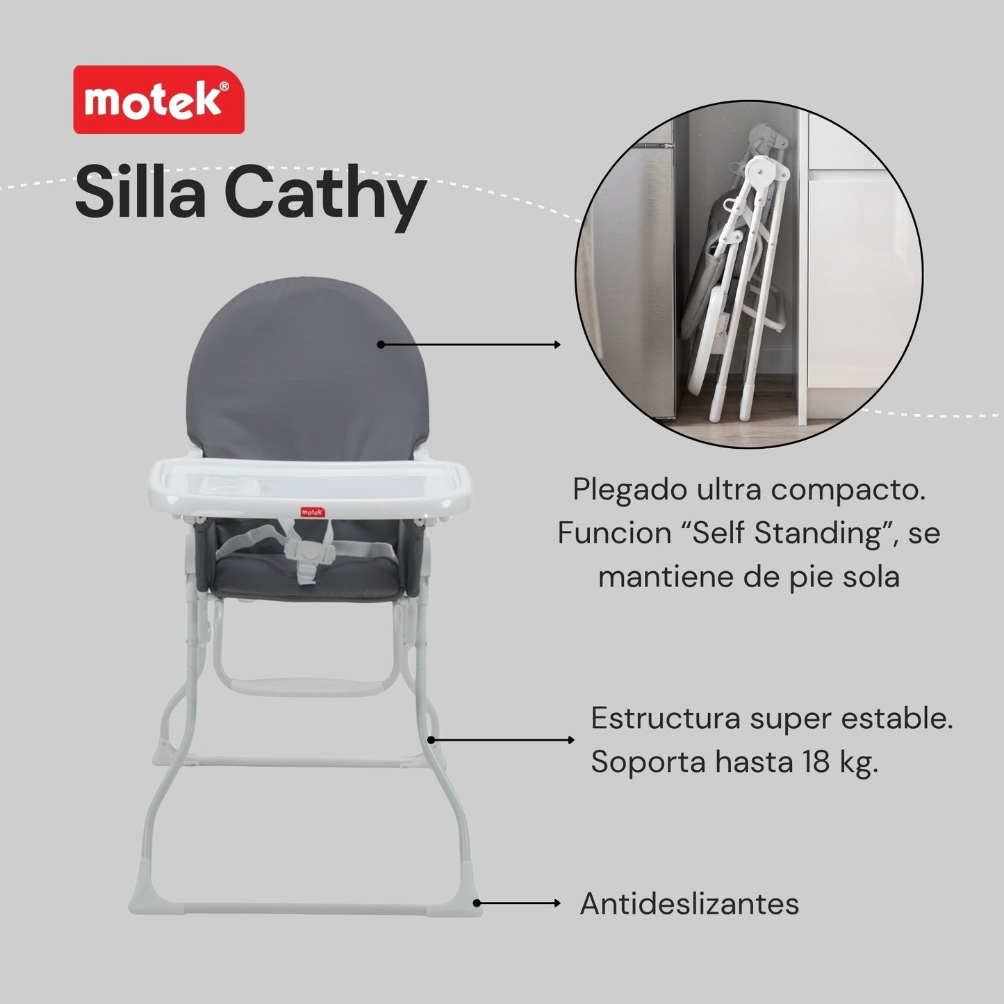 Silla Periquera Motek Cathy | Plegado Compacto, Self Standing