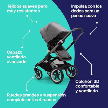 Bugaboo Fox 3 complete - GRAPHITE/GREY MELANGE-GREY MELANGE - Carriola - Bambineto