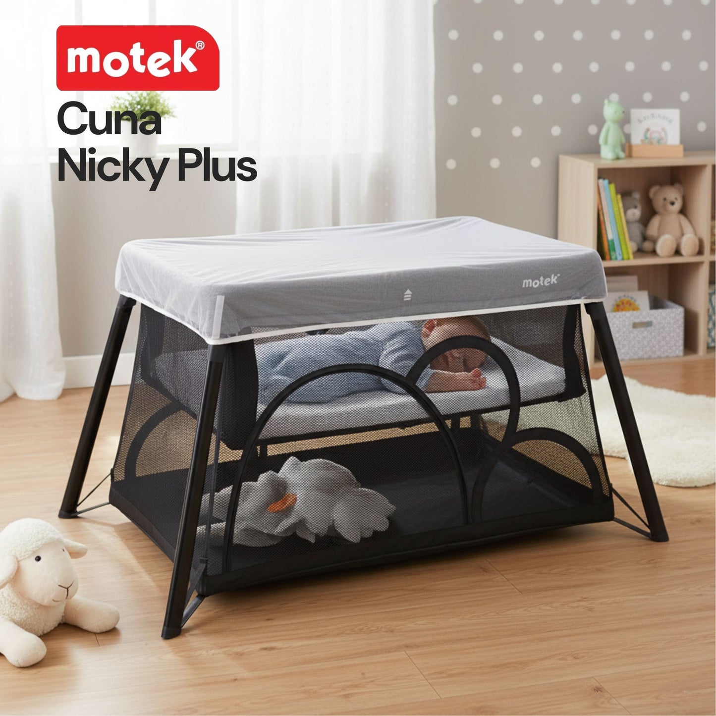 Cuna Corral Viaje Motek Nicky Plus Mochila 2 Niveles Mosquitero Material Tela Malla