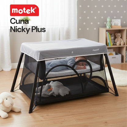 Cuna Corral Viaje Motek Nicky Plus Mochila 2 Niveles Mosquitero Material Tela Malla
