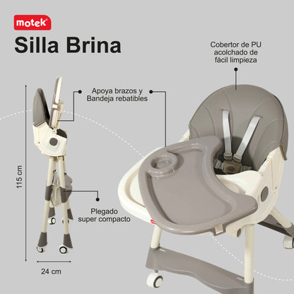 Silla Periquera Para Bebé 2 En 1 Motek Brina Reclinable Con Ruedas
