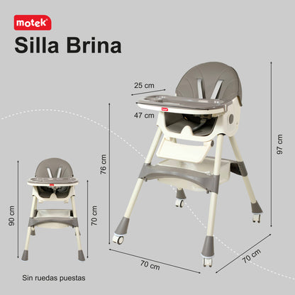 Silla Periquera Para Bebé 2 En 1 Motek Brina Reclinable Con Ruedas