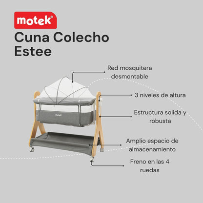 Cuna Colecho Motek Estee Bebe Mecedora Mosquitero Deluxe