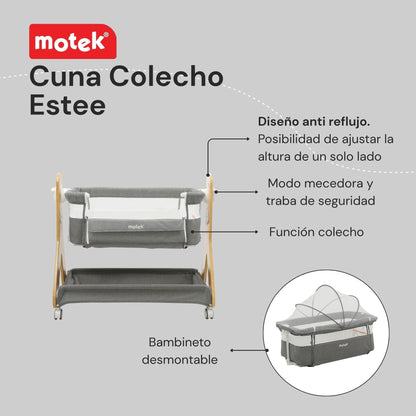 Cuna Colecho Motek Estee Bebe Mecedora Mosquitero Deluxe