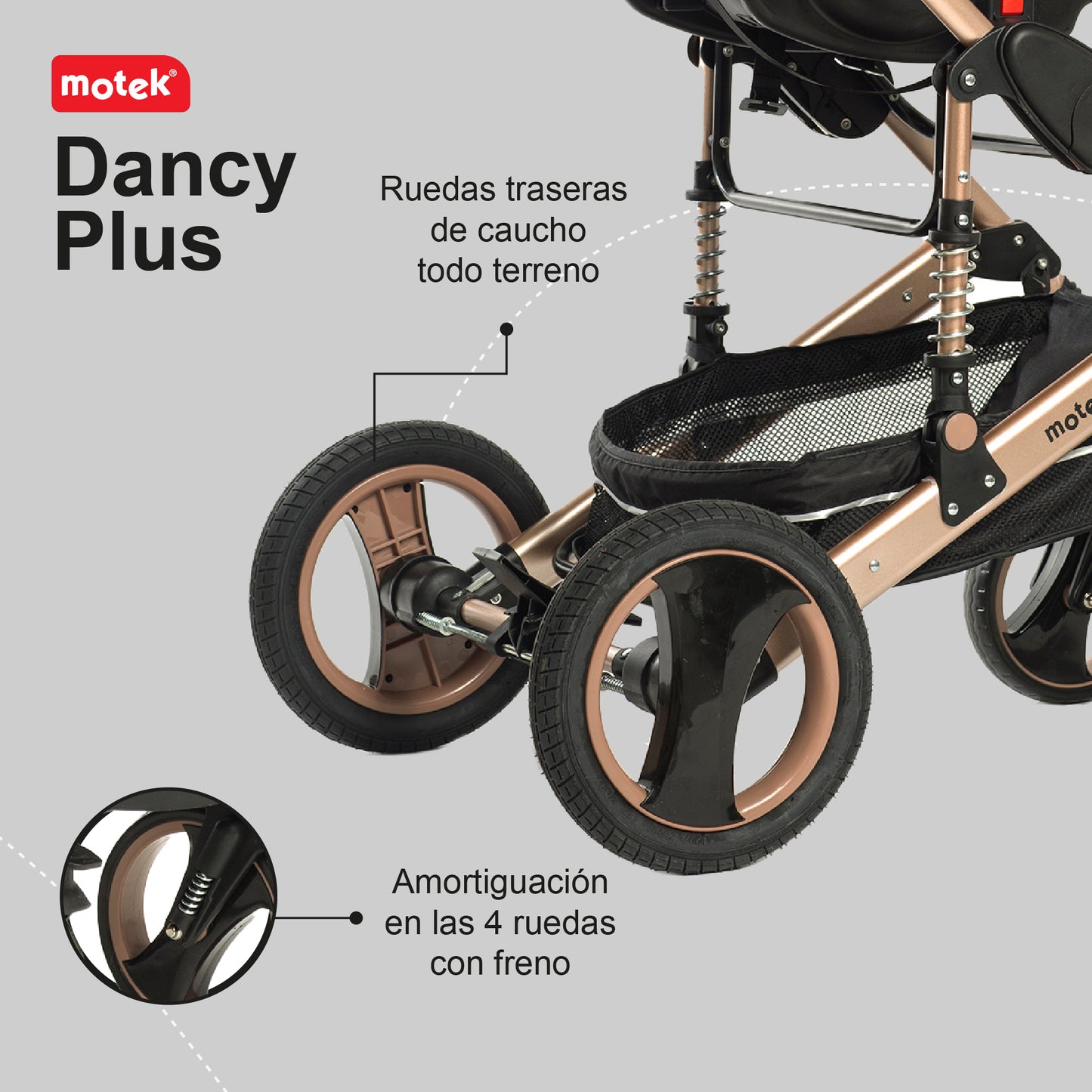 Carriola Bebe Motek Dancy Plus 3 en 1 Portabebe Aluminio