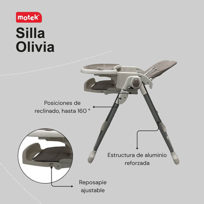 Silla Alta Periquera Motek Olivia Plegable Alturas Deluxe