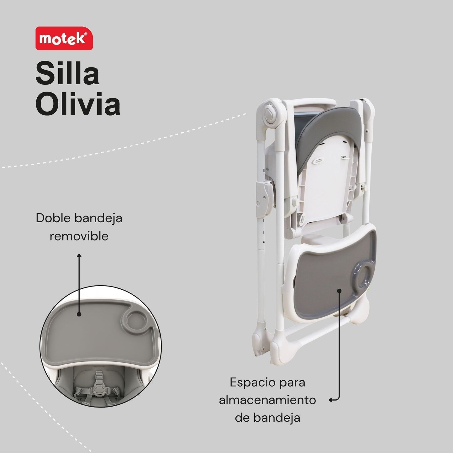 Silla Alta Periquera Motek Olivia Plegable Alturas Deluxe