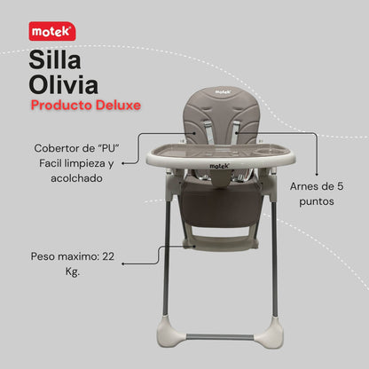 Silla Alta Periquera Motek Olivia Plegable Alturas Deluxe