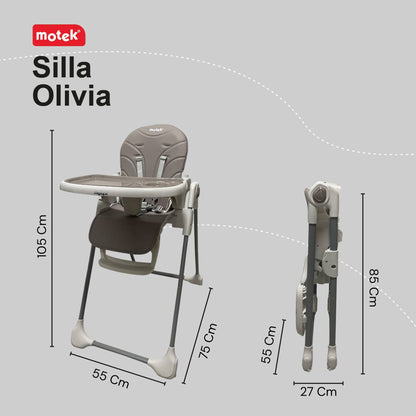 Silla Alta Periquera Motek Olivia Plegable Alturas Deluxe