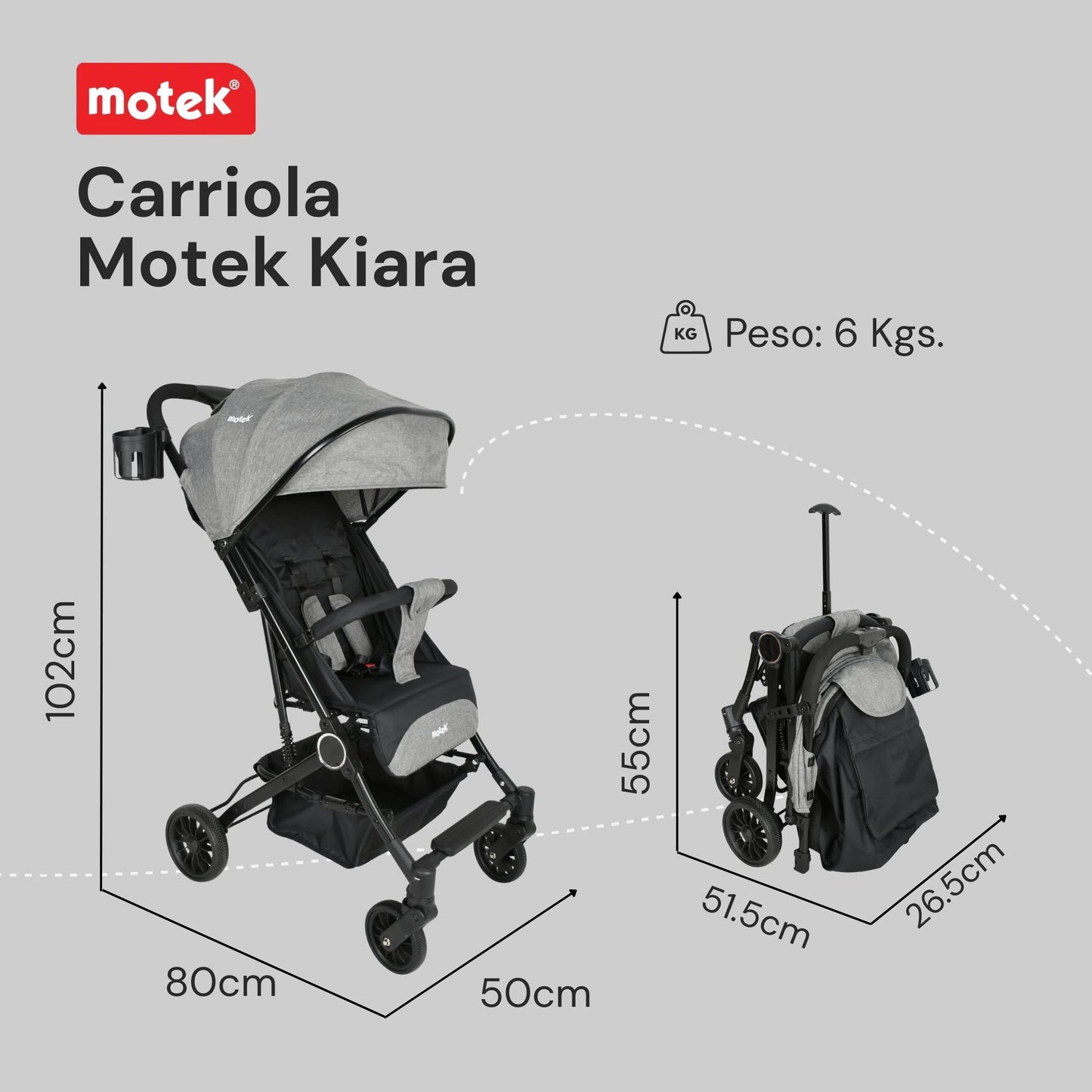 Carriola Ligera Motek Kiara Compacta de Viaje