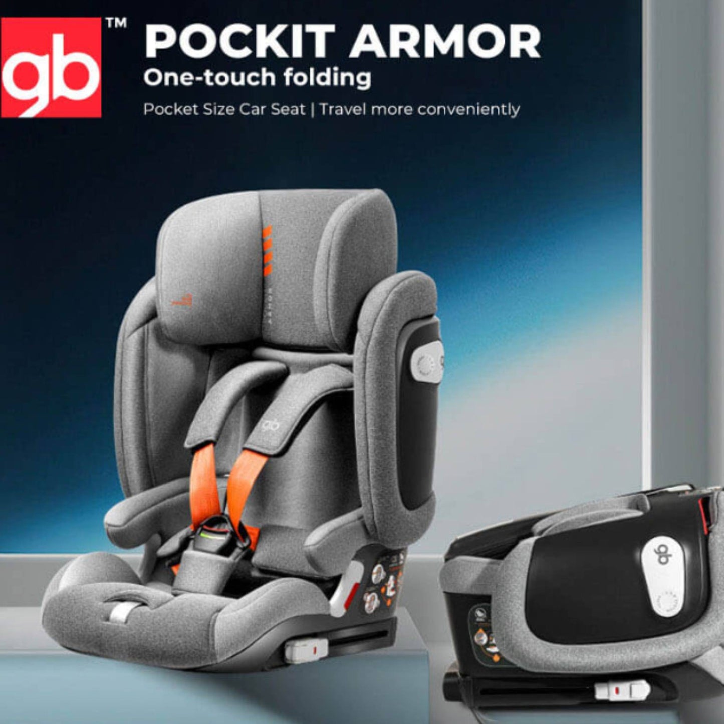 Combo Viajero - Carriola gb Fyn+ Negra & Autoasiento gb Pockit Armor