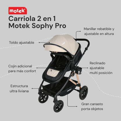 Carriola 2 en 1 Motek Sophy Pro - Bambineto Reversible 25kg