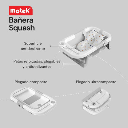 Bañera Tina Ultra Plegable Motek Squash con Termómetro Digital
