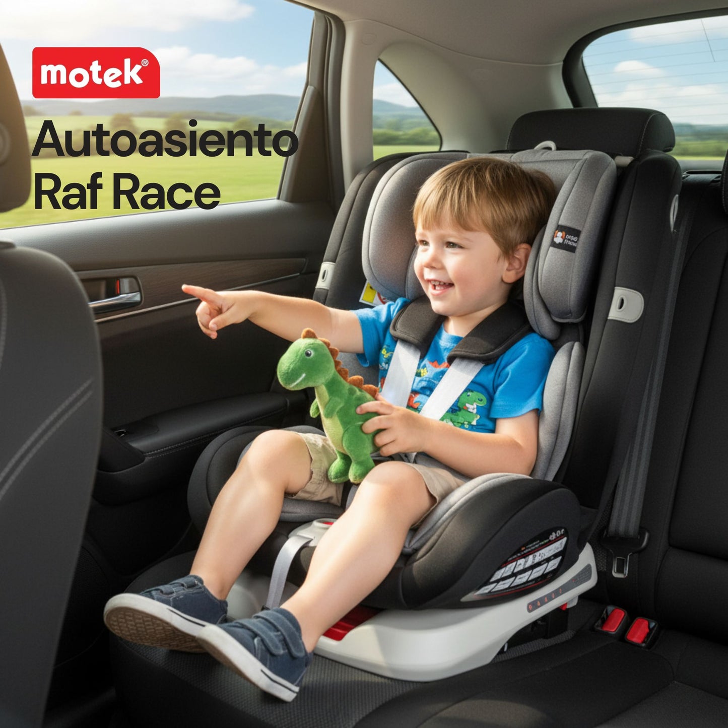 Autoasiento Bebe Motek Raf Race Isofix Latch 0-36kg Giro 360