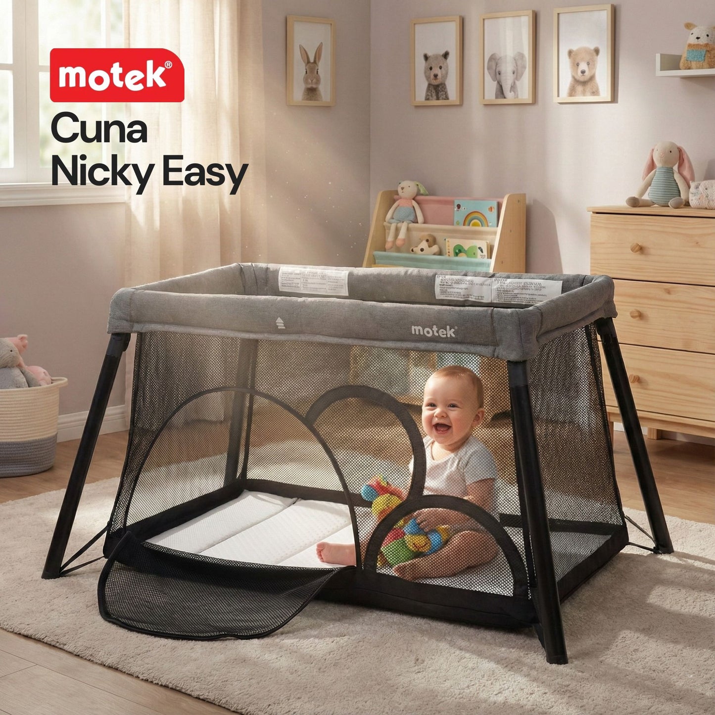 Cuna Corral Viaje Motek Nicky Easy con Bolso y Mosquitero