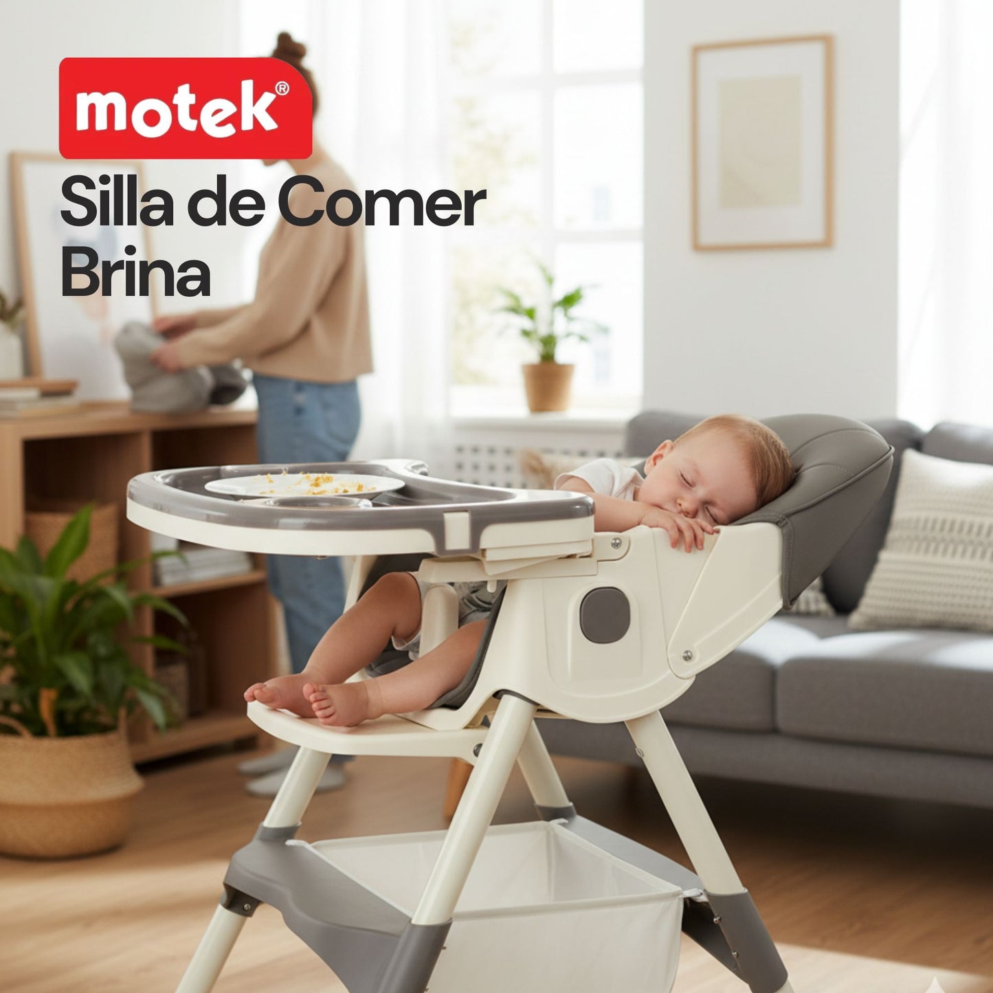 Silla Periquera Para Bebé 2 En 1 Motek Brina Reclinable Con Ruedas