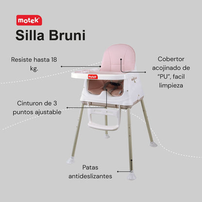 Silla Alta Periquera Motek Bruni 4 en 1 Comer Bebe
