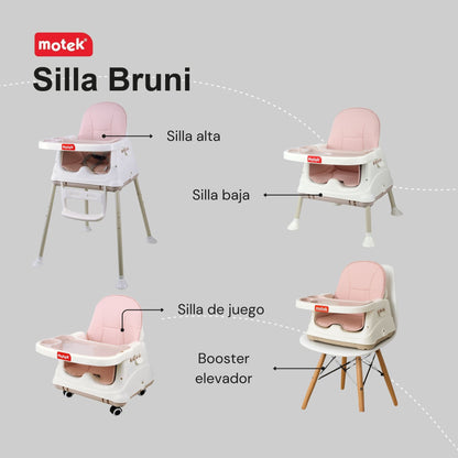 Silla Alta Periquera Motek Bruni 4 en 1 Comer Bebe