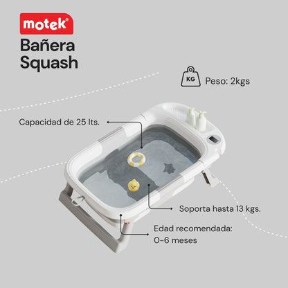 Bañera Tina Ultra Plegable Motek Squash con Termómetro Digital