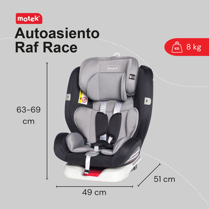 Autoasiento Bebe Motek Raf Race Isofix Latch 0-36kg Giro 360