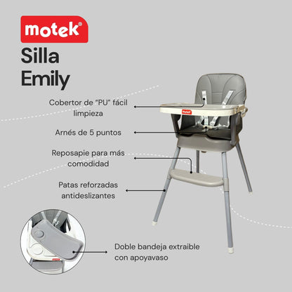 Silla Periquera 3 En 1 Motek Emily Booster Silla Alta Y Baja Portátil