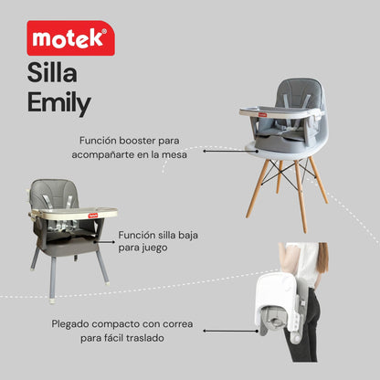 Silla Periquera 3 En 1 Motek Emily Booster Silla Alta Y Baja Portátil