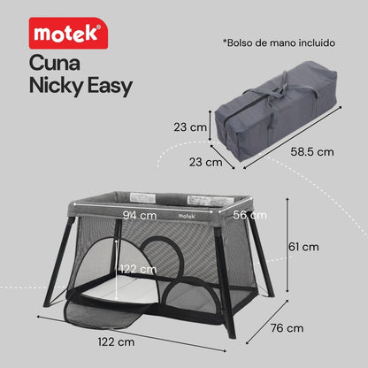 Cuna Corral Viaje Motek Nicky Easy con Bolso y Mosquitero