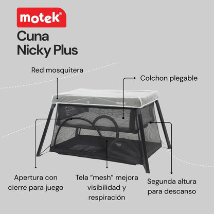 Cuna Corral Viaje Motek Nicky Plus Mochila 2 Niveles Mosquitero Material Tela Malla