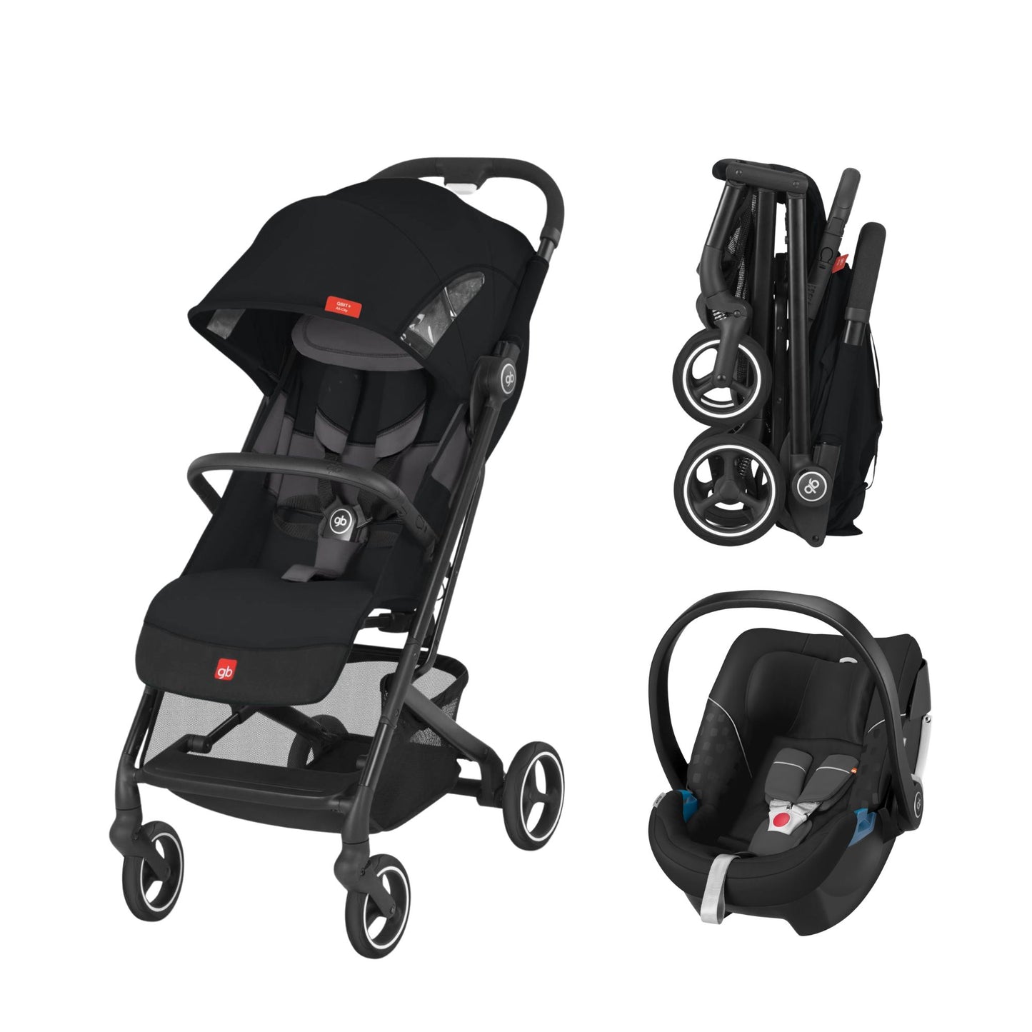 Sistema De Viaje Bebe Carriola Compacta Gb Qbit+ All City con Autoasiento Portabebe Gb Artio Homologado